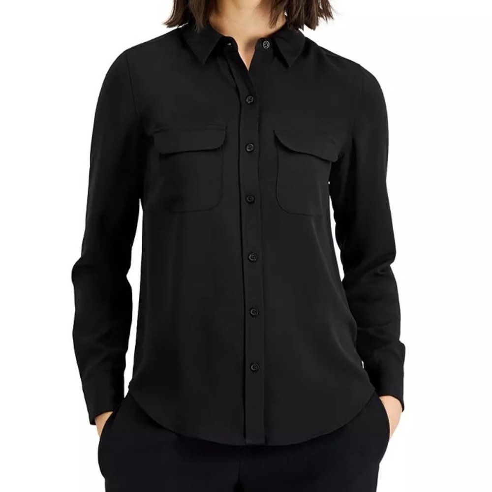 ALFANI (WHITE!) Button-Front Shirt PS